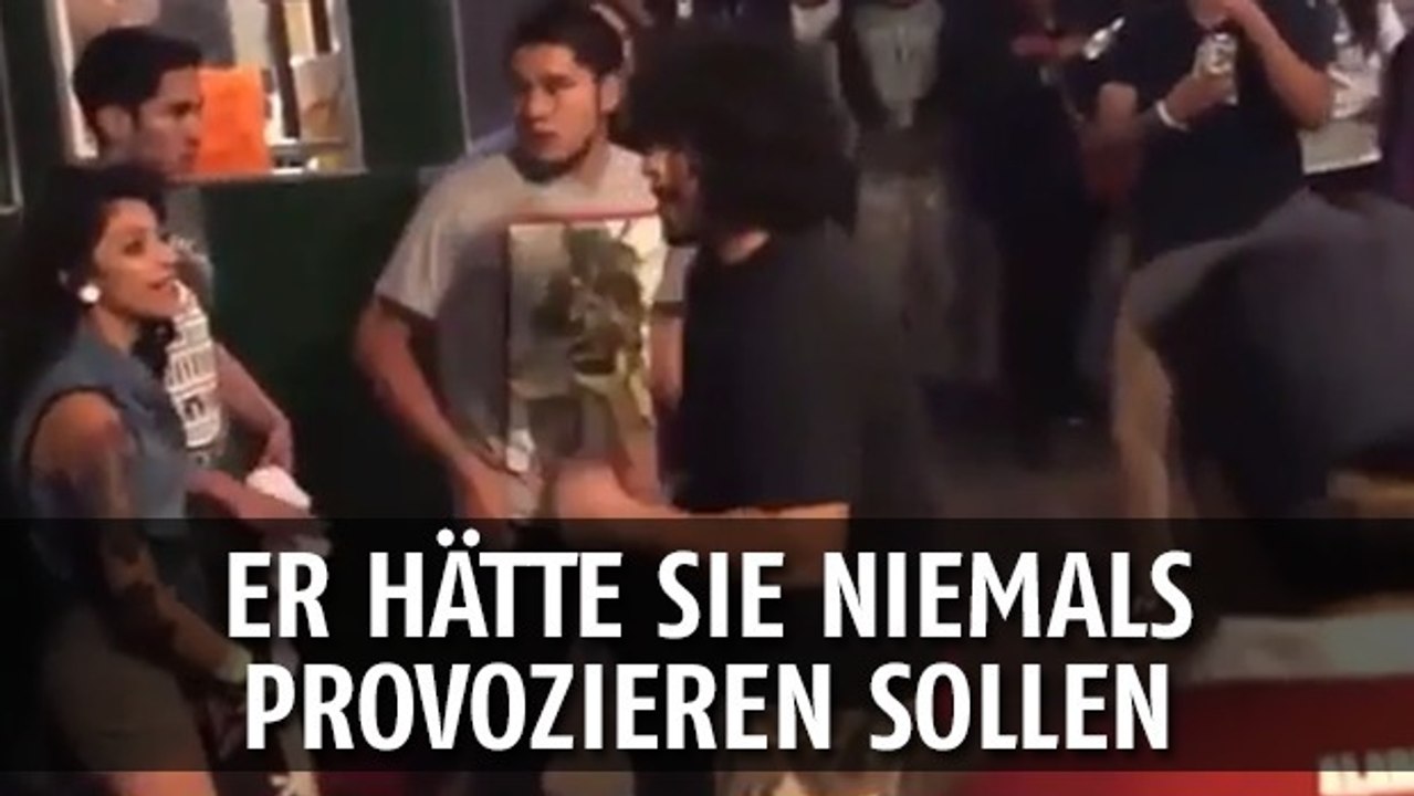 Ein Provokateur kriegt eine heftige Überraschung ab