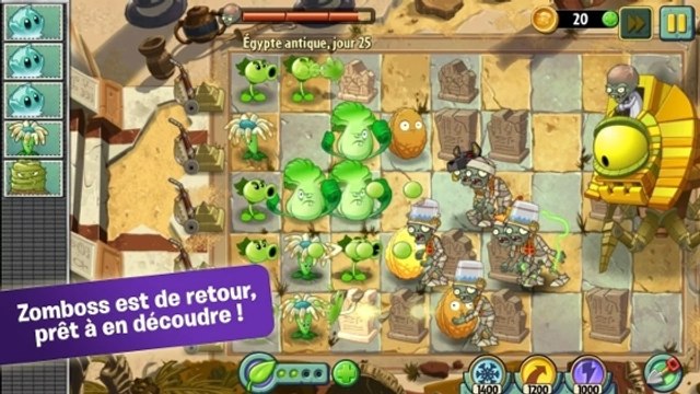 Plants vs Zombies 2 : L'astuce pour battre Zomboss dans le niveau Egypte antique en vidéo