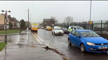 Scene  outside Ash Green Primary School after huge fire