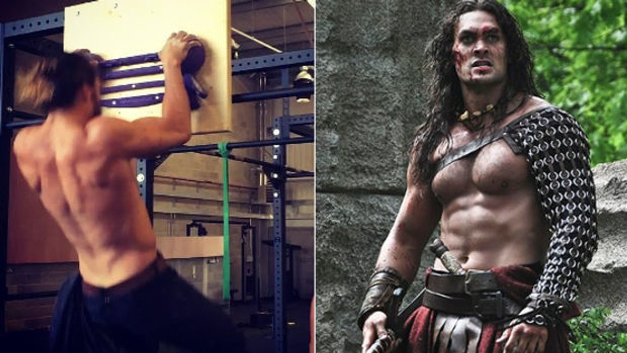 Jason Momoa, alias Khal Drogo in Game of Thrones, trainiert, um in die Haut von Aquaman Momoa schlüpfen zu können