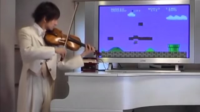 Il reproduit les sons d'une partie de Super Mario Bros au violon !