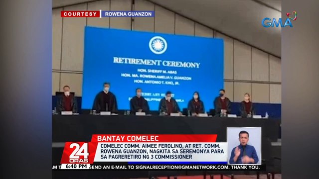 Comelec Comm. Aimee Ferolino, at Ret. Comm. Rowena Guanzon, nagkita sa seremonya para sa pagreretiro ng 3 Commissioner | 24 Oras