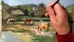 Cows Grazing- Painting Watercolour- Time Lapse