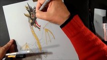 Drawing a 3D Red Dragon- Trick Art by Vamos