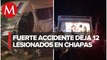 Accidente automovilístico en carretera de Chiapas deja un muerto y al menos 12 heridos
