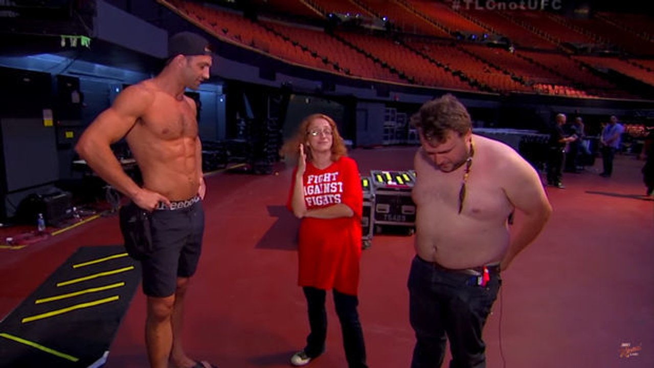 Michael Bisping, Luke Rockhold und Dana White werden von Jimmy Kimmel auf den Arm genommen