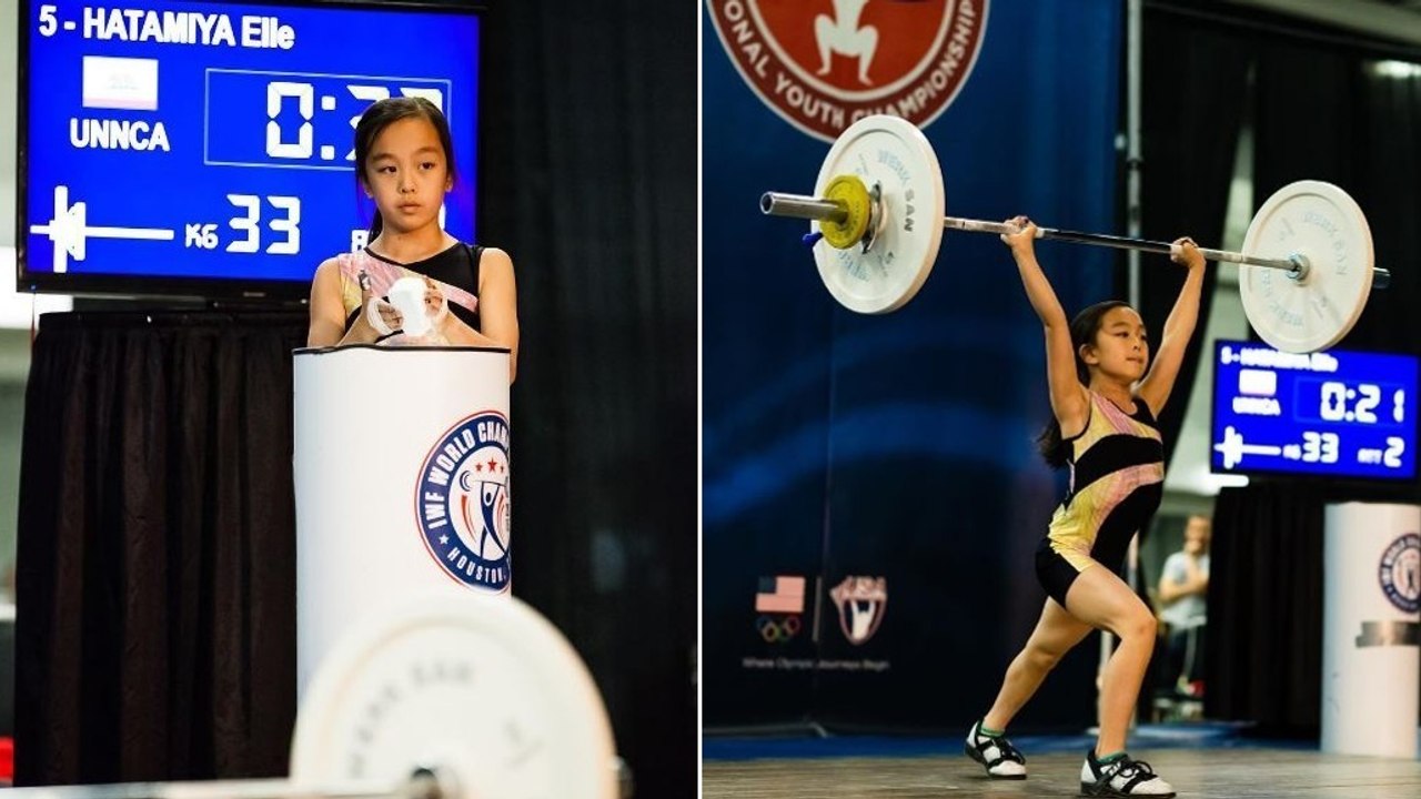 Elle Hatamiya ist mit gerade mal 11 Jahren schon Meisterin im Gewichtheben!