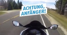 Er stürzt mit seinem Motorrad wegen eines blöden Anfängerfehlers