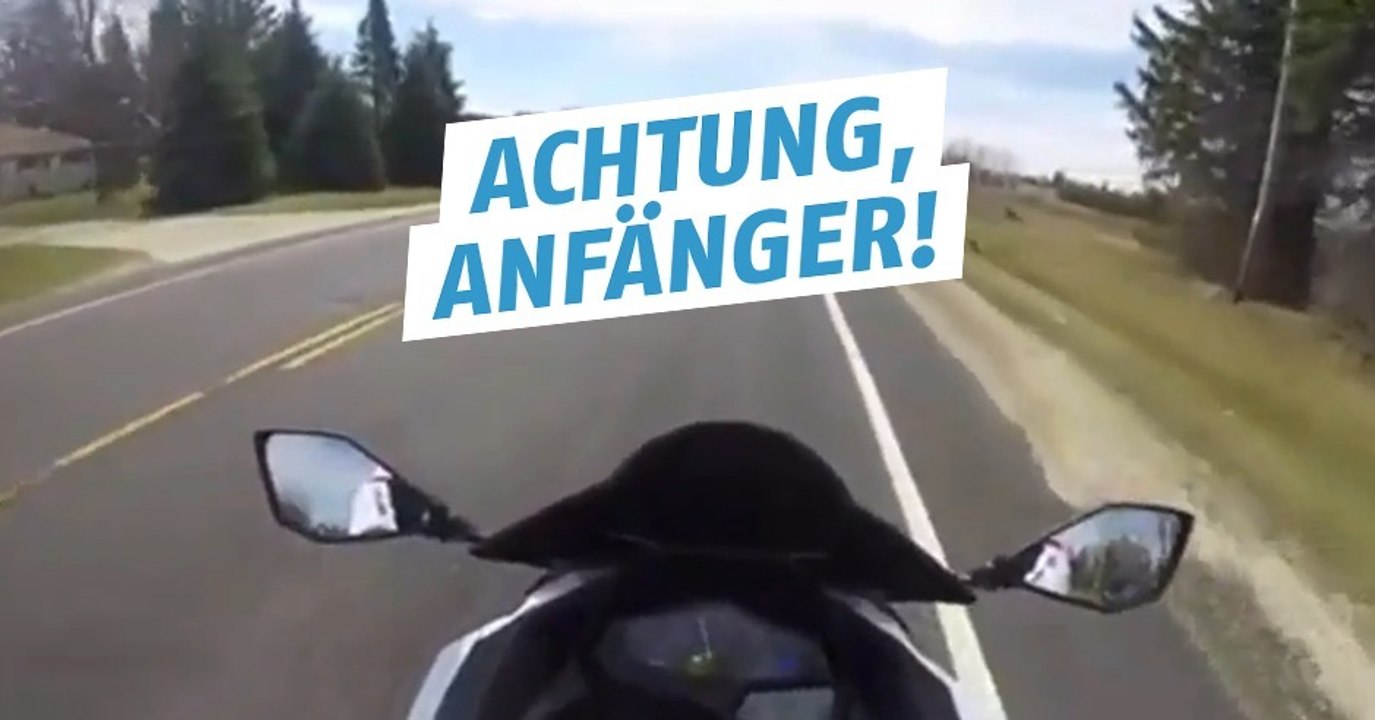 Er stürzt mit seinem Motorrad wegen eines blöden Anfängerfehlers