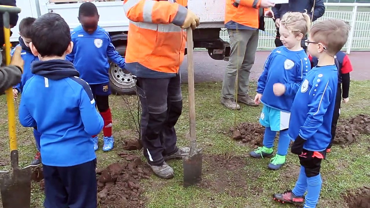 L'ECOLE DE FOOT ET LES  ESPACES VERTS DE SIN PLANTENT DES ARBUSTES AU STADE