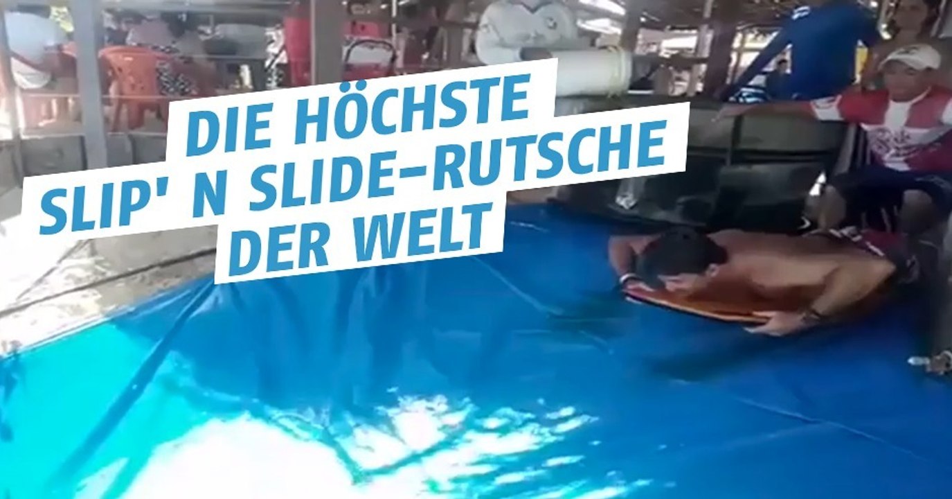 Sieh hier die höchste und schwindelerregendste Slip ’N Slide-Rutsche der Welt