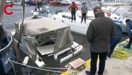 Bodrum'u fırtına vurdu, milyon dolarlık tekneler denize gömüldü