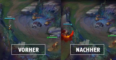 League of Legends: Riven kann sich per Q locker zwischen den Mauern bewegen