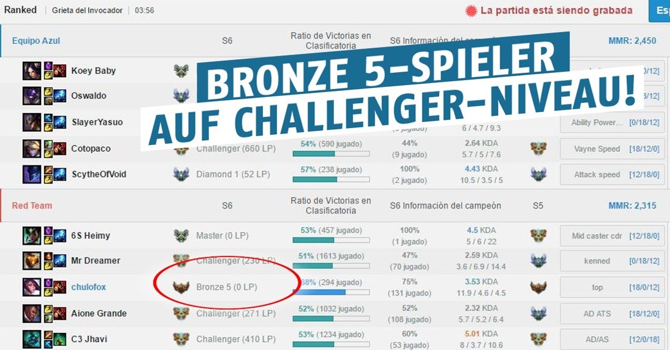 League of Legends: Dieser Bronze 5-Spieler hat ein MMR auf Challenger-Niveau!