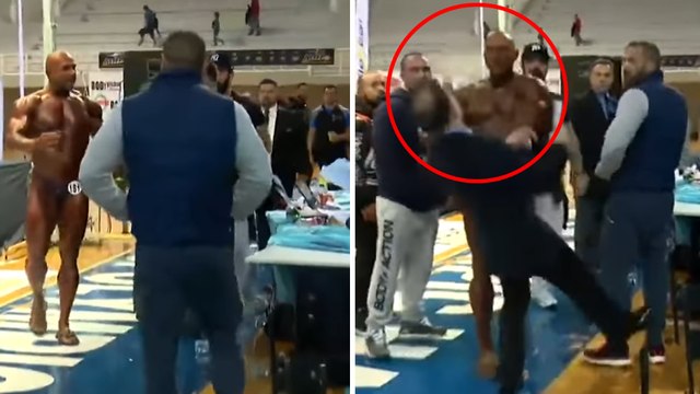 Bodybuilder schlägt Schiedsrichter nach verlorenem Wettkampf!