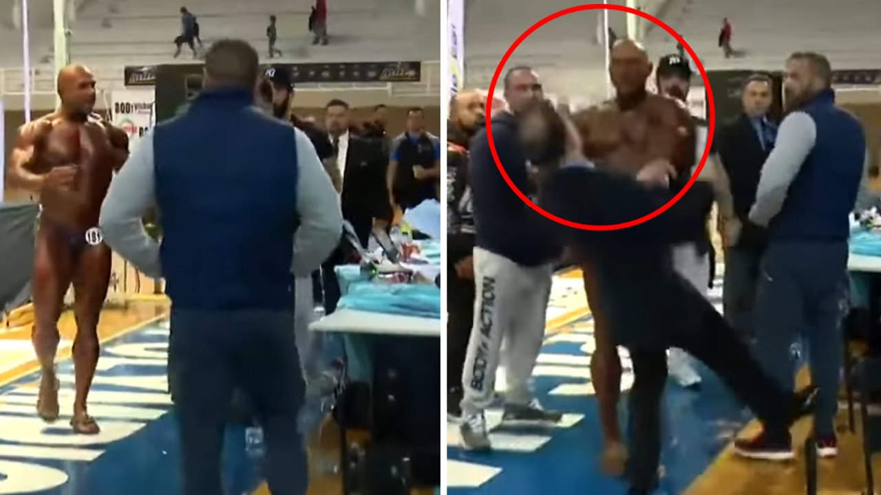 Bodybuilder schlägt Schiedsrichter nach verlorenem Wettkampf!