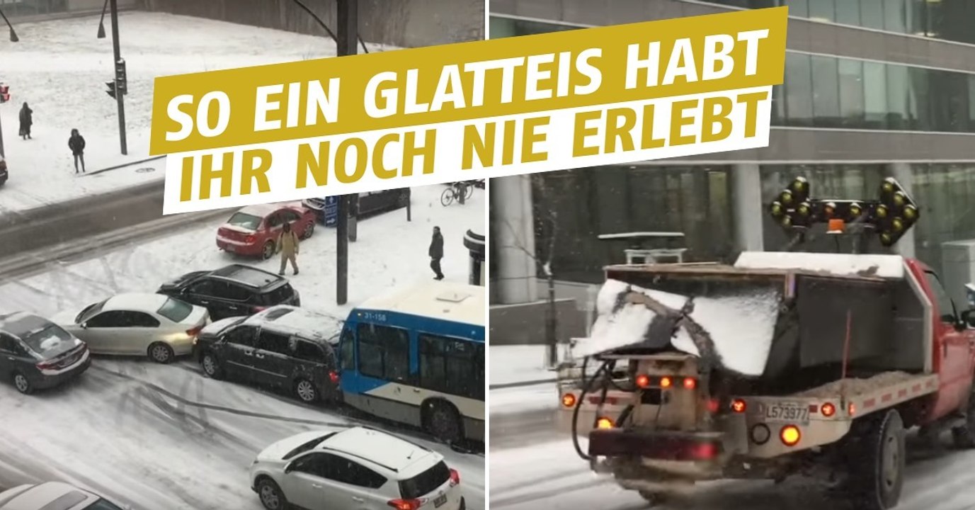 Dieser Wintereinbruch führt selbst das Räumfahrzeug aufs Glatteis