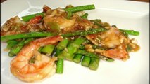 ESPARRAGOS AL AJO CON CAMARONES - GARLIC ASPARAGUS WITH SHRIMPS - LANGOSTINOS CON ESPARRAGOS Y AJO(dm)