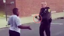 Ein amerikanischer Sheriff liefert sich ein Tanzduell mit einem Jugendlichen auf der Straße