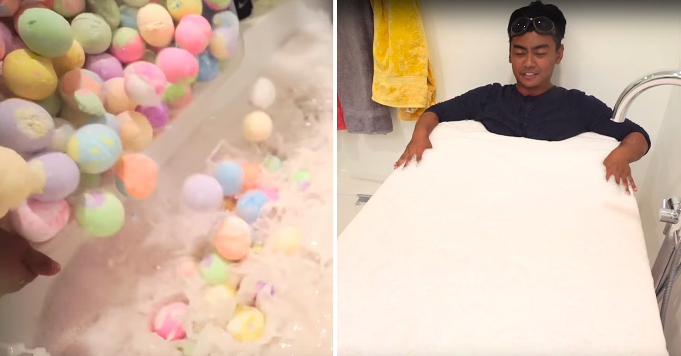Ce youtubeur plonge 1 000 bath bombs dans sa baignoire et ruine sa salle de bain !