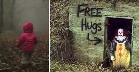En Amérique, des personnes déguisées en clown essayent d'attirer les enfants dans une forêt