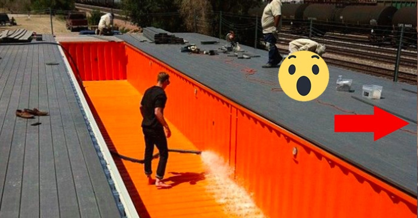 Er stellt einen alten Container in den Garten. Seine Idee ist total clever!