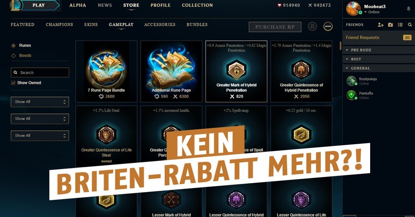 League of Legends: Wegen dem Brexit funktioniert der RP-Trick bald nicht mehr