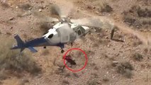 Die Rettung mittels Hubschraubers wird zum Albtraum: Die Trage dreht sich mit voller Geschwindigkeit