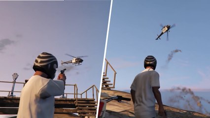 GTA 5 : avec seulement 2 balles dans le chargeur il abat 2 hélicoptères