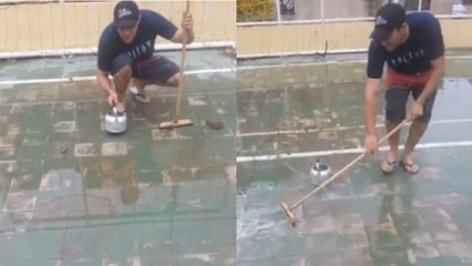 Ce brésilien se met au curling. Sa méthode est hilarante