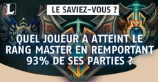 League of Legends : quel joueur a atteint le rang Master en remportant 93% de ses parties ?