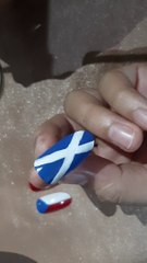 Nail art tips untuk pemula "cara membuat bendera skotlandia"