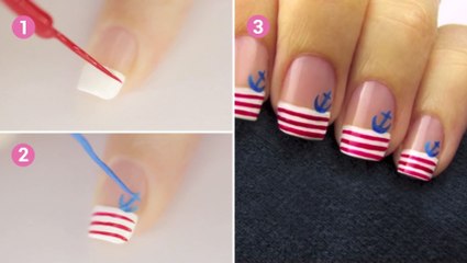 Une jolie manucure marine en quelques minutes seulement