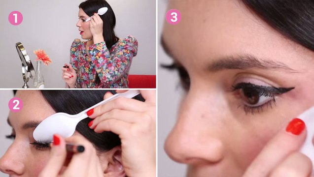 Dessiner un trait d'eyeliner parfait grâce à une petite cuillère