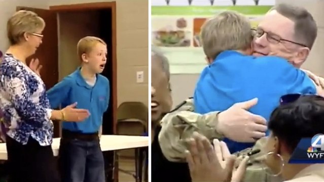 De retour du front, ce père militaire fait une immense surprise à son fils. Un grand moment d'émotion