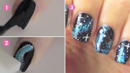 Apprenez à faire un nail-art galaxie très simple, avec peu d'accessoires