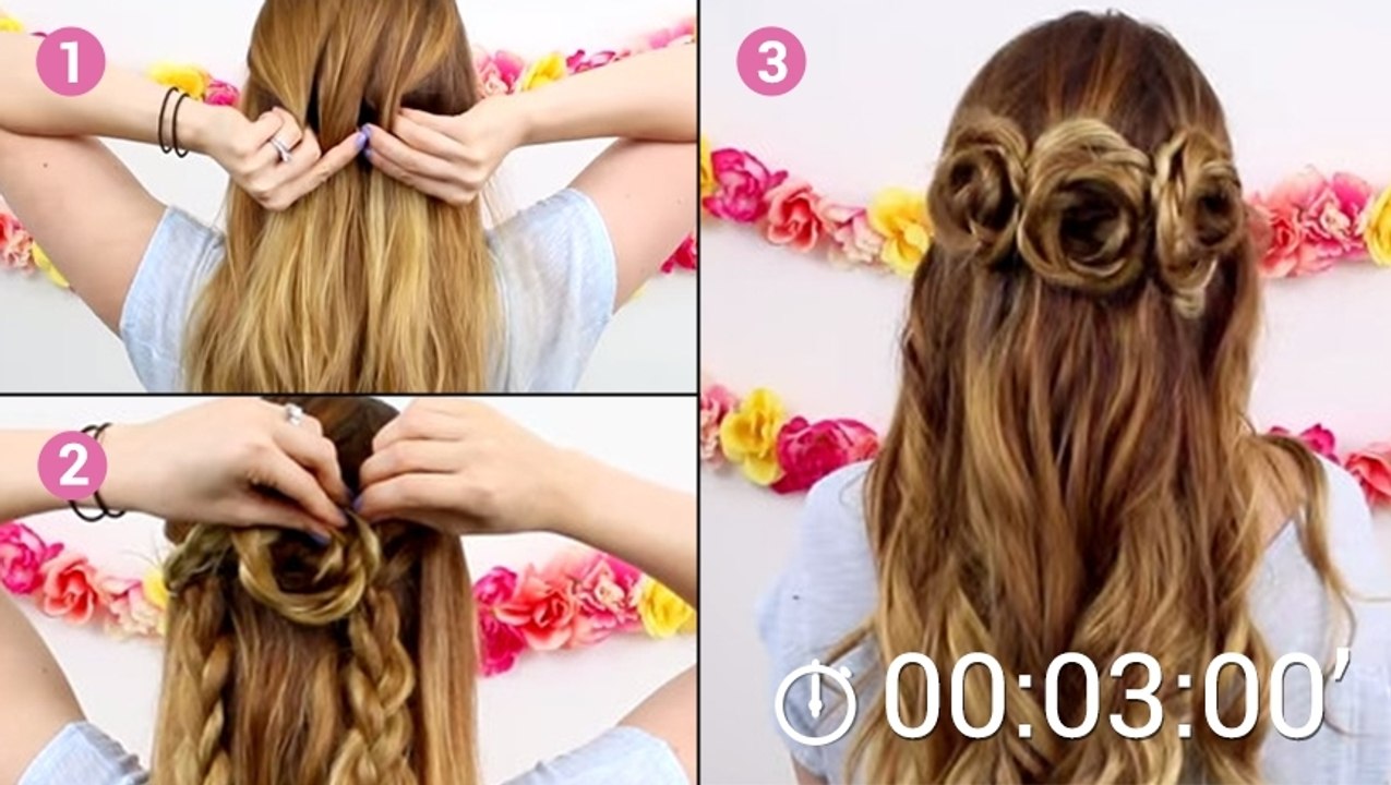 Adoptez une coiffure romantique avec ce chignon façon fleurs !