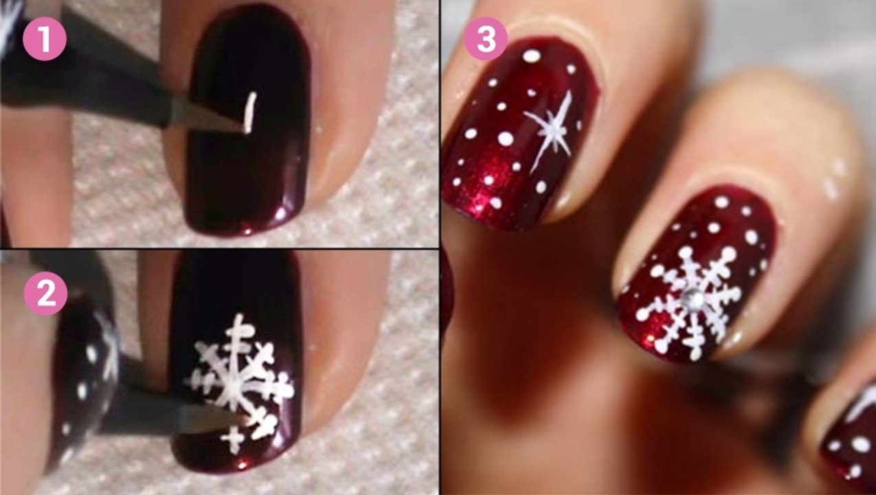 Réalisez un nail art flocons de neige très mignon. Et il est très simple à faire !