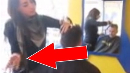 Cette coiffeuse a une façon bien à elle de manier les ciseaux. Elle va vous laisser perplexe !