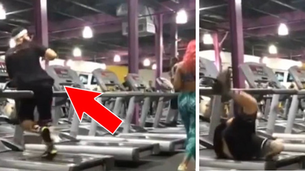 Ce mec n'aurait pas dû regarder cette jolie fille pendant qu'il faisait du sport