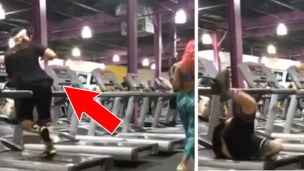 Ce mec n'aurait pas dû regarder cette jolie fille pendant qu'il faisait du sport