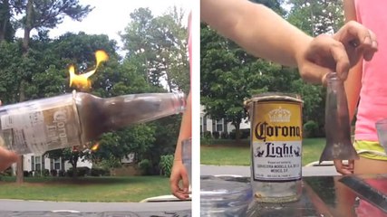 A partir d'une bouteille de bière, ils fabriquent un verre en quelques minutes ! Le résultat est impressionnant