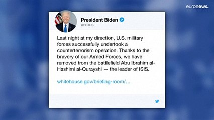 بايدن يعلن أن زعيم تنظيم الدولة الإسلامية  قد "أزيل من ساحة المعركة"