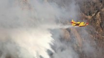 Maccagno con Pino e Veddasca (VA) - Incendio boschivo al confine con la Svizzera (03.02.22)