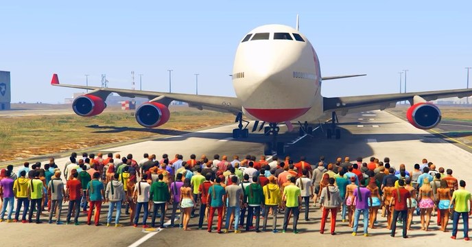 GTA 5 : un joueur a aligné 100 personnes face à avion de ligne