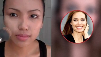 En quelques coups de pinceaux, elle parvient à ressembler à Angelina Jolie. Le résultat est spectaculaire !