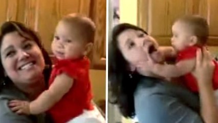Un bébé attaque sa maman pour lui faire des bisous