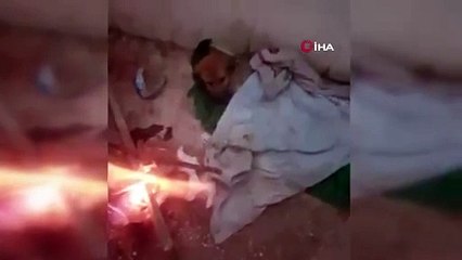 Donmak üzere olan yavru köpeği belediye ekipleri ateş yakarak ısıttı