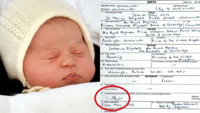 Kate Middleton : le certificat de naissance de la princesse Charlotte fait beaucoup rire
