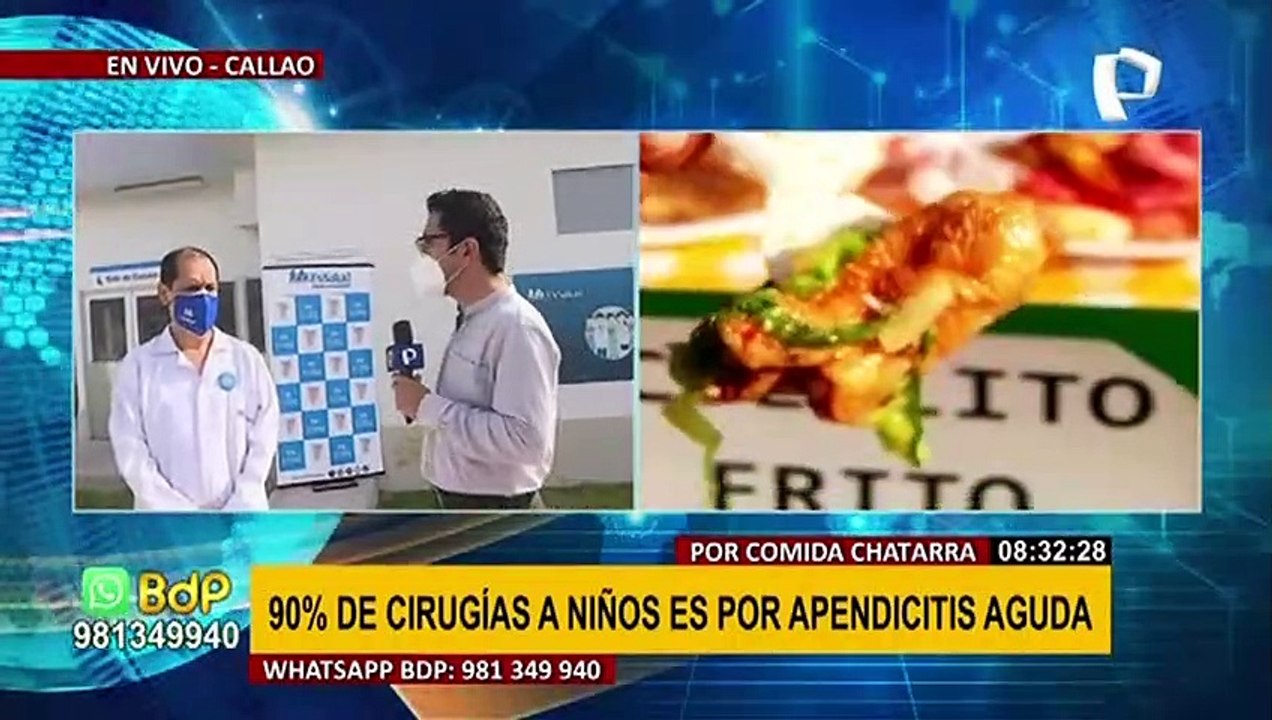 "Por comida chatarra": 90% de cirugías a niños es por apendicitis aguda en Hospital Sabogal